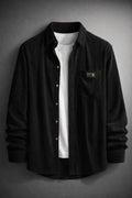 IndoPrimo Men’s Corduroy Shirt | Premium Ribbed Full Sleeve Casual Overshirt | Button-Down Solid Shirt with Chest Pocket | Regular Fit